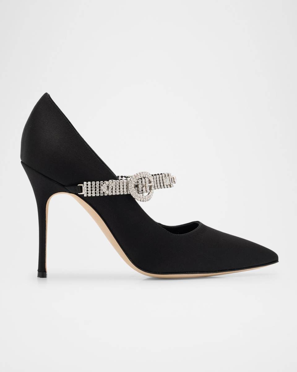 Hamedi Silk Crystal-Buckle Pumps